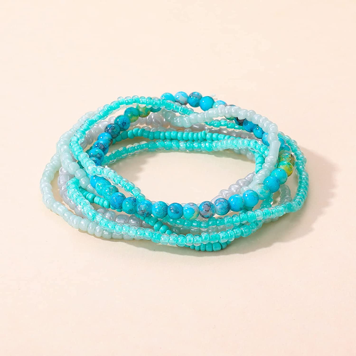 MengPa Stackable Beaded Bracelets for Women Bohemian layering Strand Statement Jewelry - Image 2